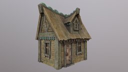 Stylized Fairytale House rpg, medieval, hut, town, game-ready, fairytale, izba, fairy-tale, izbushka, residential-building, low-poly, witch, house, home, stylized, building, fantasy, village, magic, forestwitch