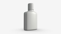 Small plastic bottle 01 white, cap, care, packaging, lid, template, clean, mockup, liquid, blank, 3d, pbr, bottle, container, plastic