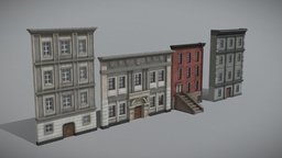 Buildings Front tower, assets, pack, 4k, props, facade, unity, blender, pbr, lowpoly, city, building, gameready
