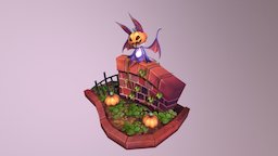 little pumpkin devil fbx, lowpoly, animation