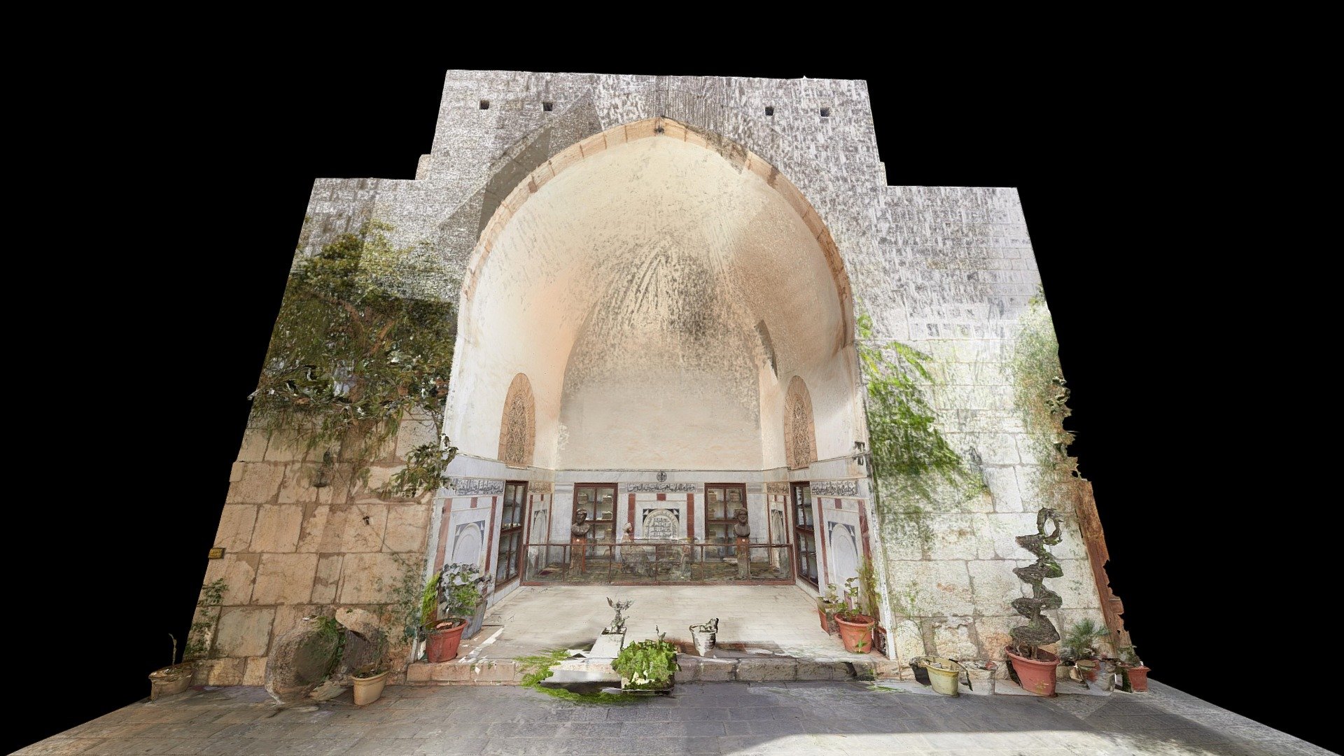 Lidar data, from open heritage. Mesh combining photogrammetry and lidar data.

Over eight centuries old, the Bimaristan Nur al-Din, is the earliest surviving site for the development of Islamic medicine. Throughout the building’s lifetime, the site has functioned as a medical school as well as a place of healing in the heart of the old city of Damascus. Built in 1154, the building is characterized by its red brick muqarnas, elaborate entrance block, and finely carved wooden doors. The hospital was in use until the 20th century when it was converted into a Museum of Arabic Medicine and Science. The preservation of the building is a reminder of the major contributions of Islamic medicine to the world today.

CyArk 2019: Bimaristan Nur al-Din - LiDAR - Terrestrial , Photogrammetry - Terrestrial . Collected by Directorate General of Antiquities and Museums . Distrubuted by Open Heritage 3D. https://doi.org/10.26301/nkv2-bn91 - Bimaristan Nur Al- Din, Syria Mesh_Part1 - Download Free 3D model by Fovea (@3dfovea) 3d model