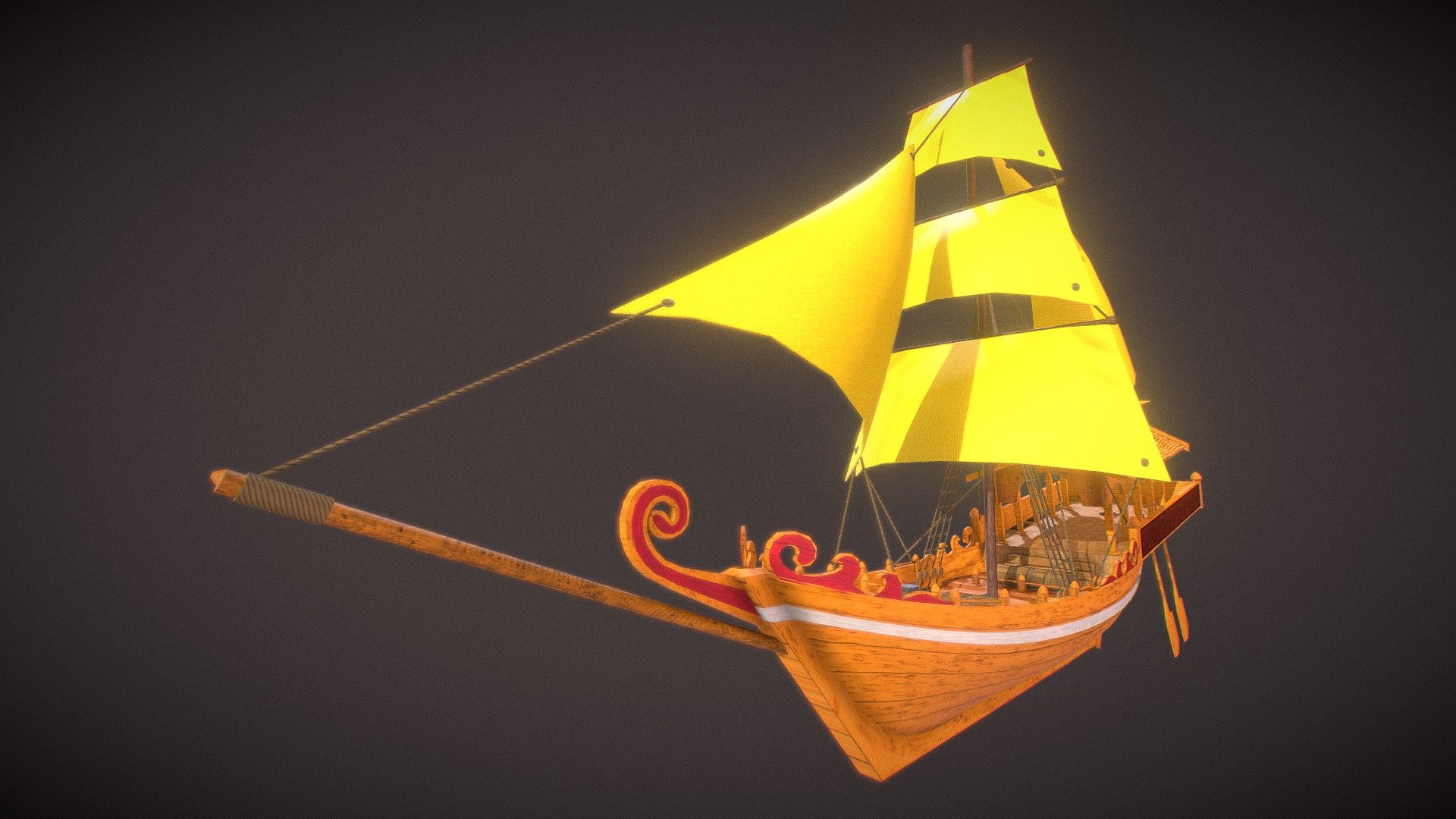 Perahu tradisional Indonesia Lancang Kuning - Perahu Lancang Kuning - Buy Royalty Free 3D model by KOMODOZ 3d model
