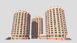 Residential building proj. 9683/17 "House-glass" tower, project, soviet, grey, residential, bricks, constructivism, ussr, circular, low-poly, building