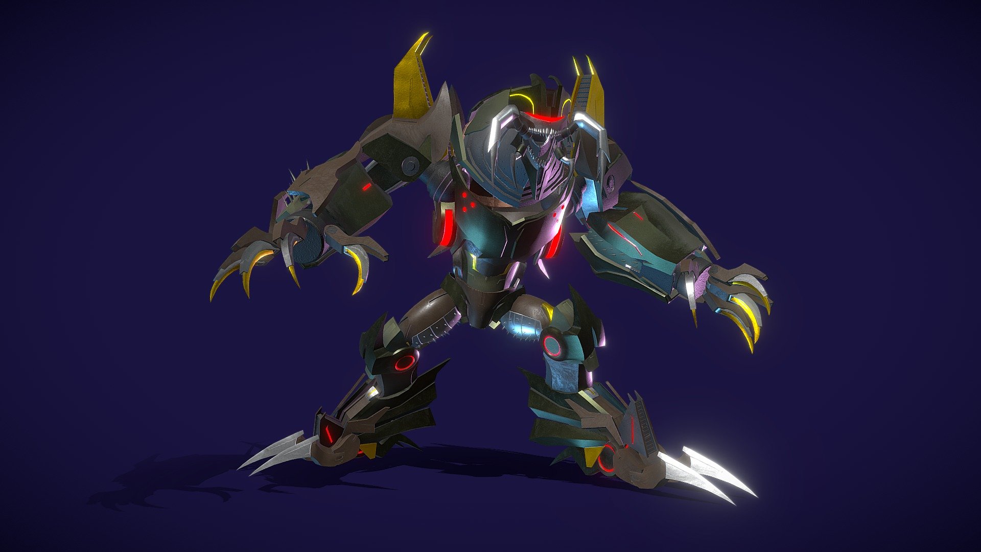 3D model rig of Insecticon, an insect-like type of Transformers from the Transformers Prime series. With rigging and PBR materials, ensuring appropriate usability for animations and games.

The native file type is BLEND as it was created with Blender, however with OBJ, FBX as well as PBR textures provided, it will work with any 3D programs.

All rights of the Transformers brand belongs to Hasbro.

&mdash;NOTES&mdash;
For a more in depth look of the purchasable package, check out the portfolio post: https://www.artstation.com/artwork/RnYvbE

&mdash;DETAILS&mdash;

In this package includes:





Blender file (.BLEND) with armature rigging, proper materials and PBR textures set up.




PBR textures in 4K, including these maps: Color, Metallic, Specular, Roughness, Emission.




OBJ and FBX files.



The model in Blender project file also completed with Crease edges and therefor, subdivision ready.

Thank you for your support of my products and look out for more soon 3d model