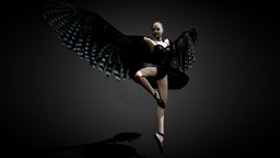 lily demon, wings, angel, fairy, armless, ballet, makehuman, bald, girl