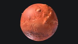 Sculpted 3D Mars planet, solar, mars, martian, solar-system, highpoly, space, spaceship, red-planet
