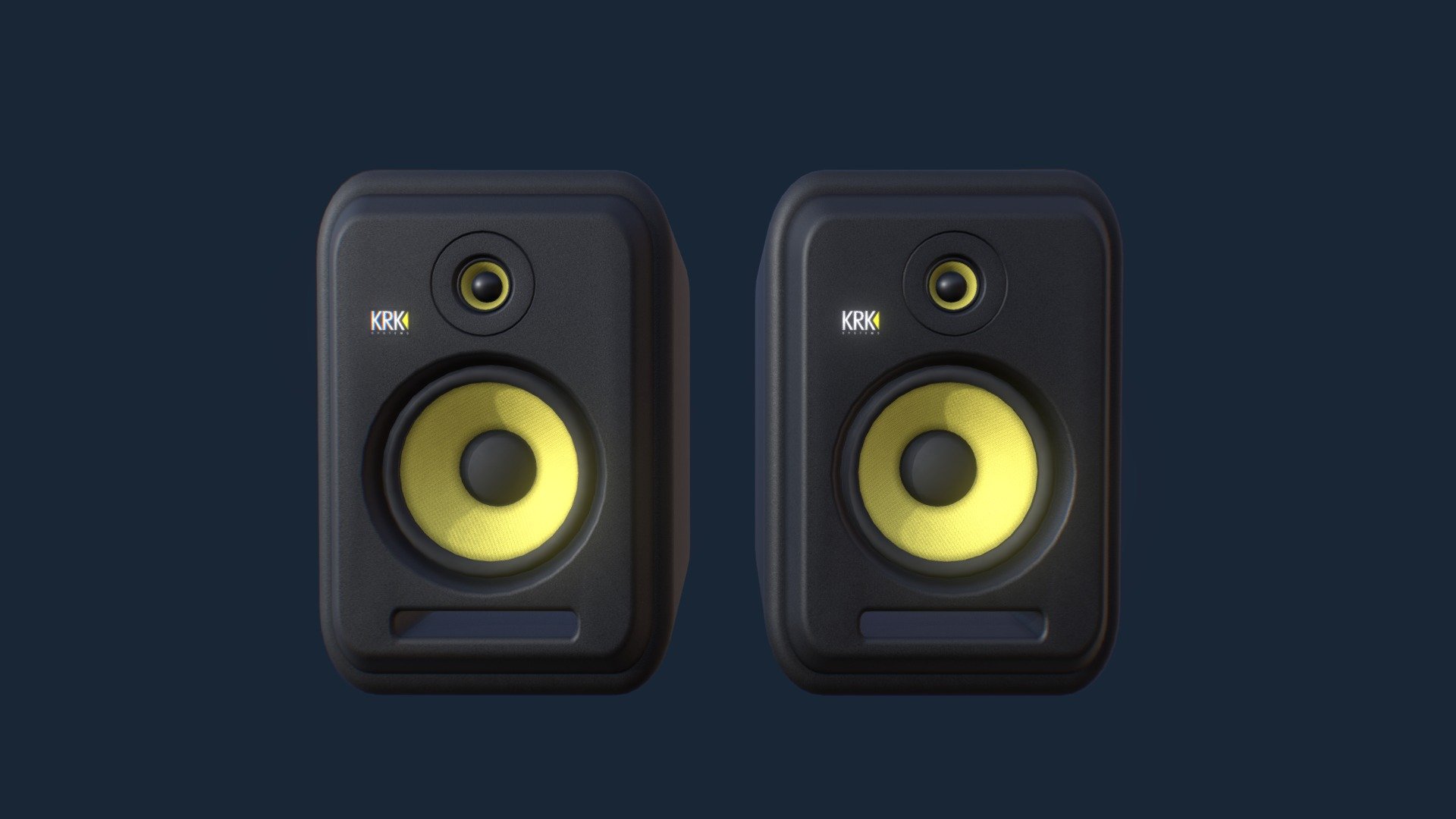 Half of the Type Beats that you hear on youtube, were probably made using these monitors.

Left &amp; Right KRK Studio Monitor Speakers.
lo-poly as i could manage, Still learning &amp; the topology is not perfect.

Modeled in Blender, textured in Substance.
KRK Logo &amp; Rockstar Logos owned by their respective brands 3d model
