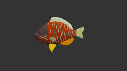 Longear Sunfish fish, fishing, river, underwater, animals, lake, ocean, aquarium, aquatic, sealife, oceanlife, fish-cartoon, longear-sunfish, low-poly, animal, animated, simple, sea