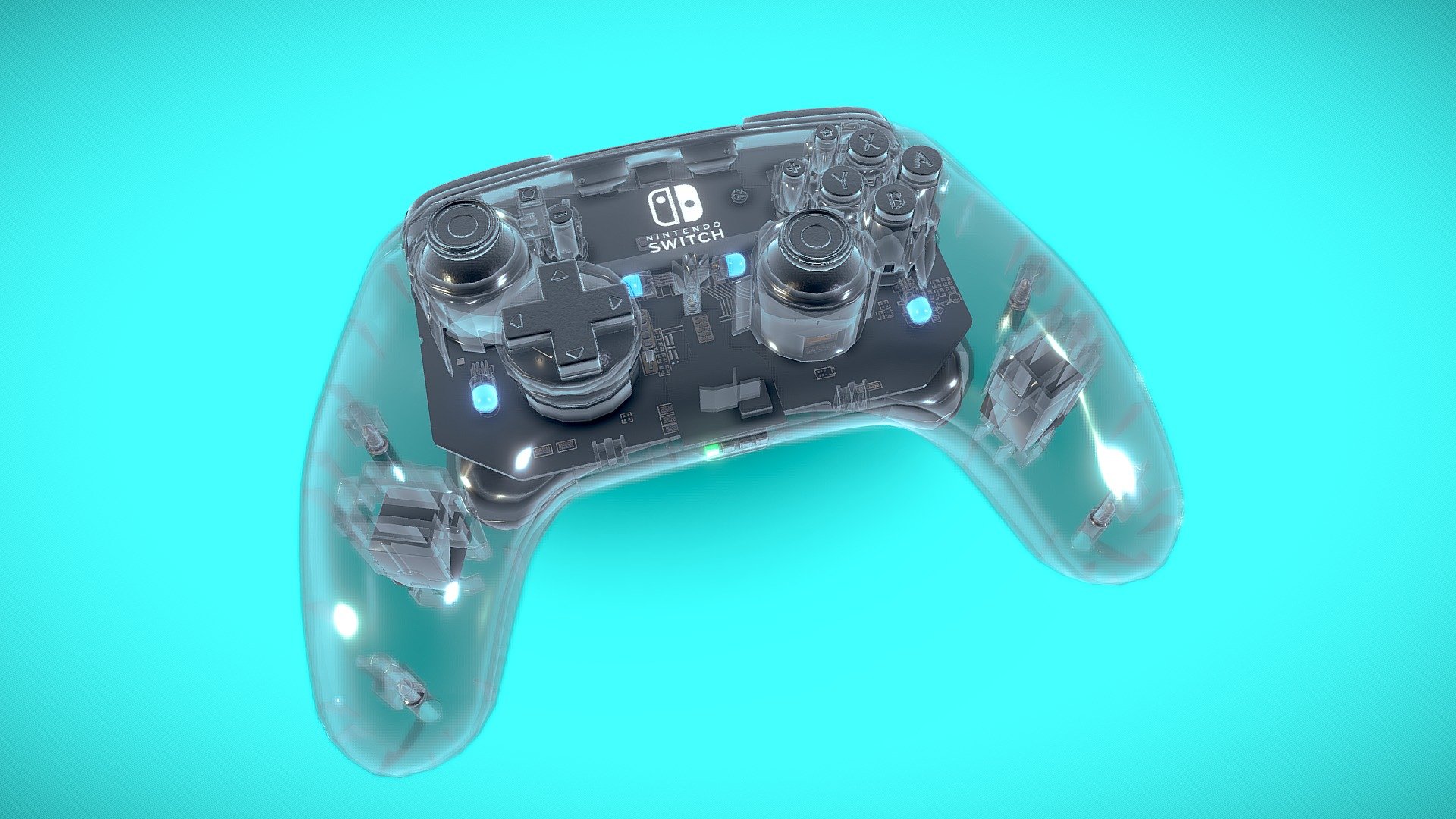 My Blender model of the Transparent Switch Pro Controller. Textured in Substance Painter 3d model