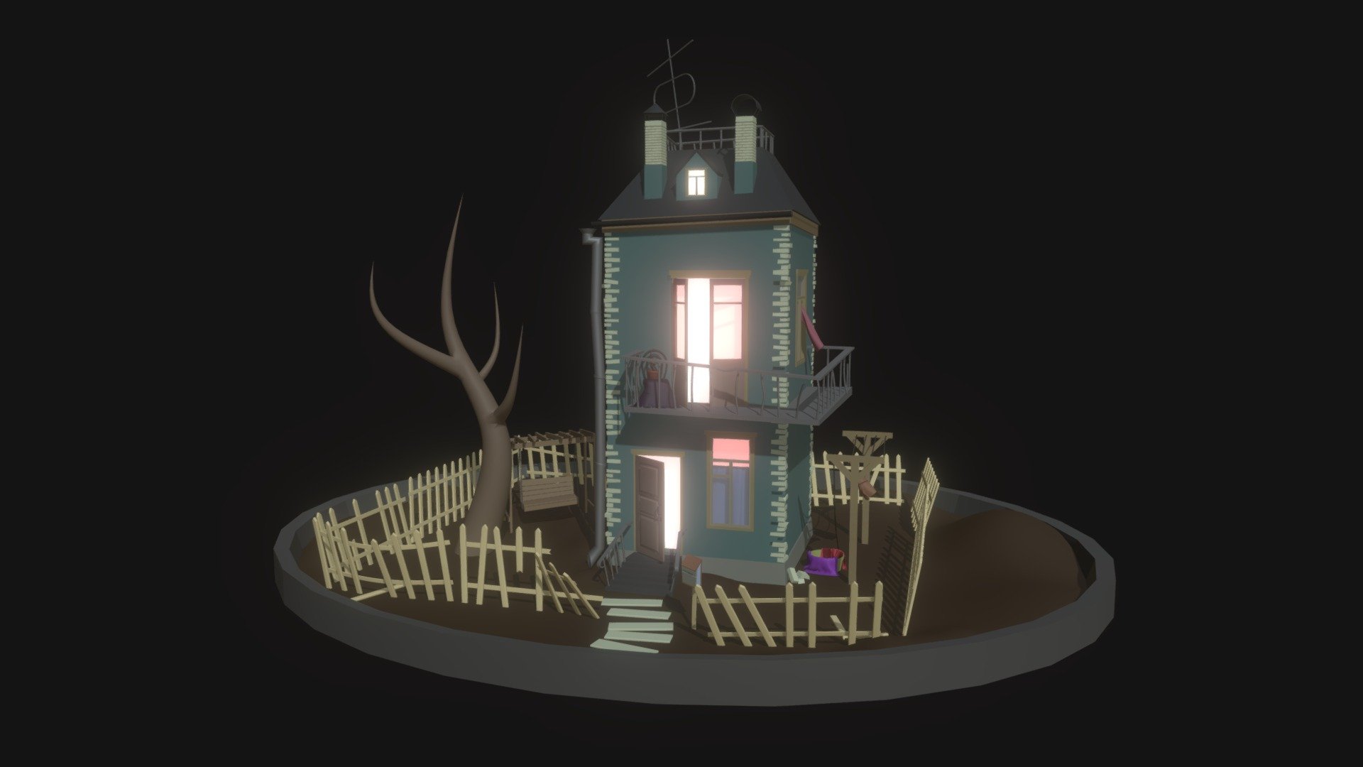 reference: https://www.pinterest.ru/pin/651262796105018488/ - Cartoon house - Download Free 3D model by themechanicthe 3d model