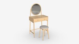 Dressing Table with stool Ercol Salina room, stool, style, dressing, luxury, comfortable, make, mirror, makeup, furniture, table, decor, elegant, salina, 3d, pbr, design, ercol
