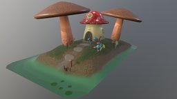 Mushroom Scene mushroom, island, tinyhouse, tinyhome, house, fantasy