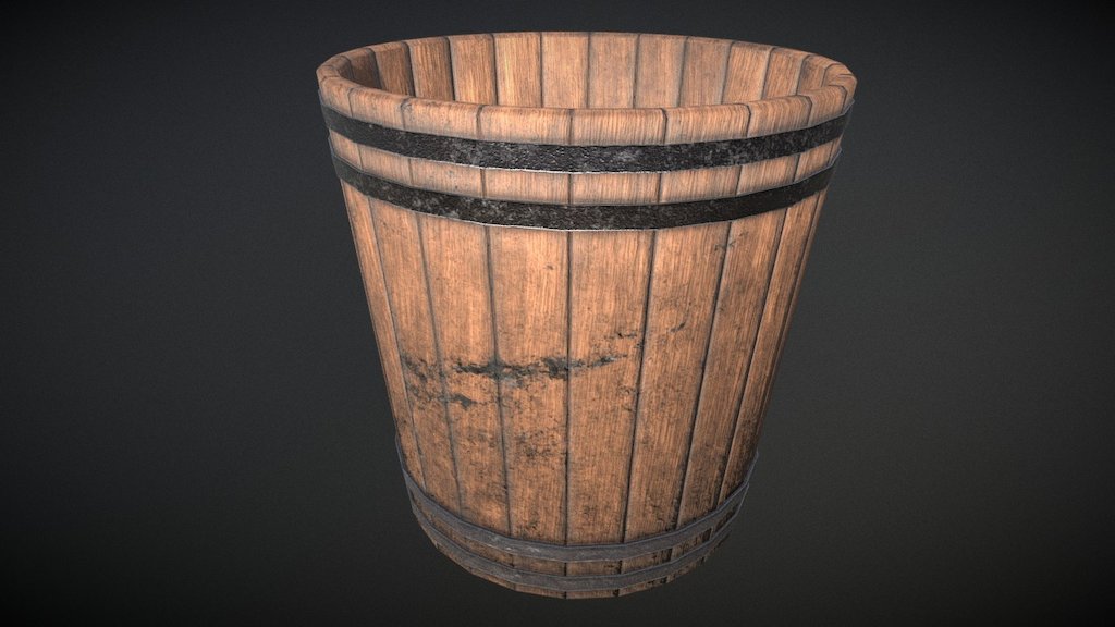 Old wooden bucket. Was modeled in 3Ds max 2017, unfolded in Unfold3D and textured in Substance Painter 2 3d model