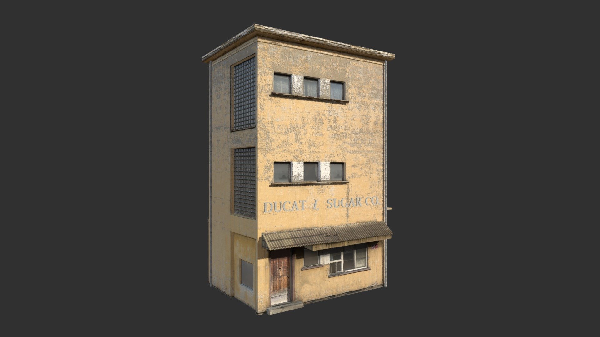 A 3D model of a low poly derelict building. Exterior only, no interior 3d model