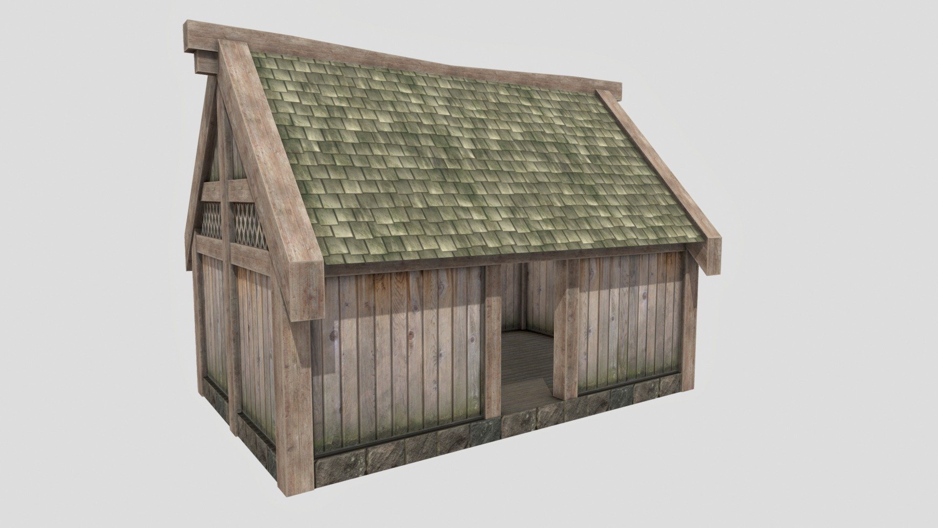 A small medieval style house with an enterable interior. Includes two materials and eight total texture maps. Works great in any modern game engine or for rendering purposes. File formats included: fbx, obj, mtl, blend, dae and gltf.

Textures are in 4096x4096 resolution:




-Diffuse/Base color

-Normal map

-Ambient Occlusion

-Roughness

Textures were created in, and exported from, Substance Painter.
Model created with, and native to, Blender 2.8.

For any help or inquiries please message me directly on my email: howardcoates95@gmail.com - Medieval House - Buy Royalty Free 3D model by HowardCoates 3d model