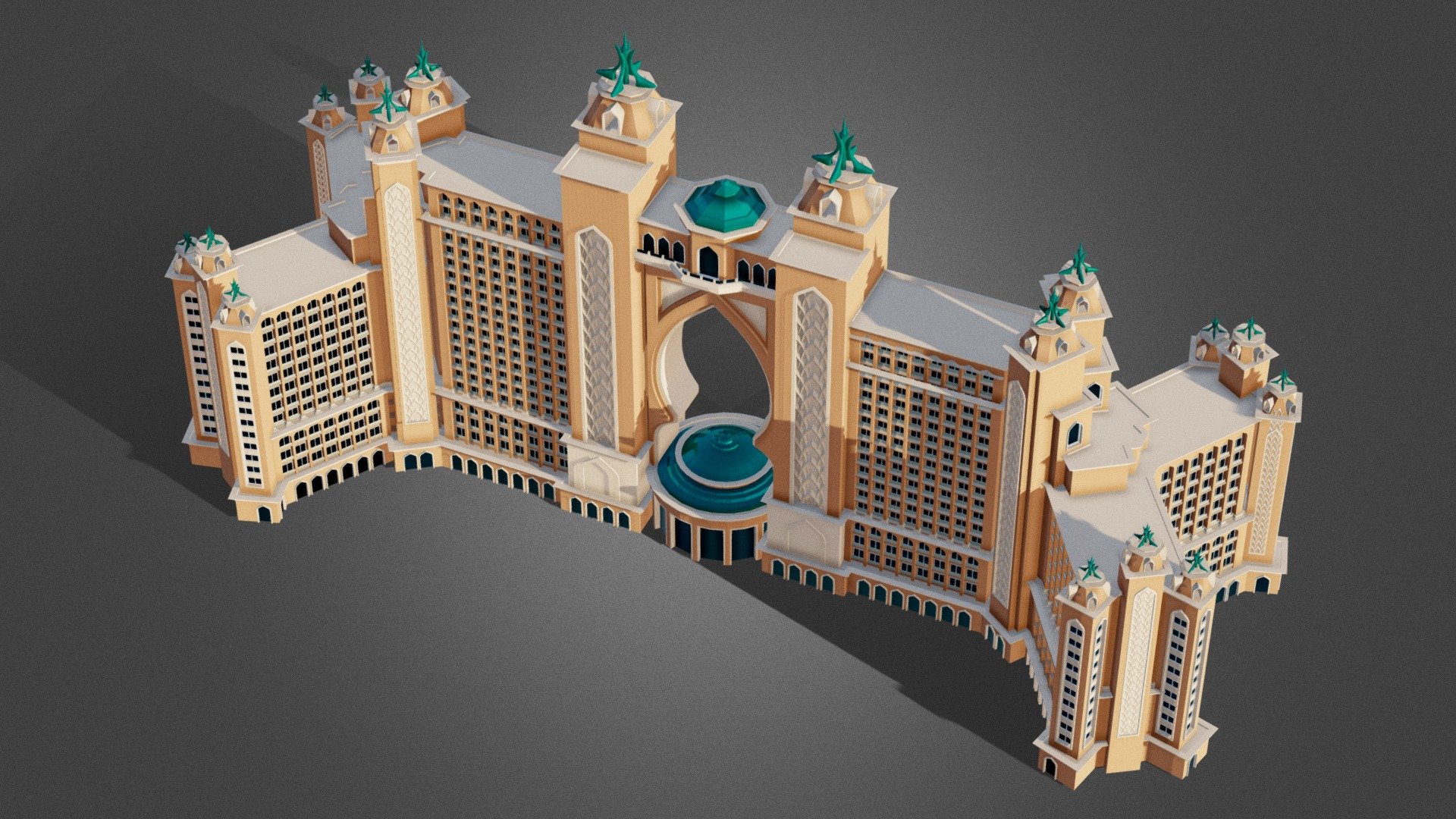 Atlantis Palm Hotel Dubai United Arab Emirates - Atlantis Palm Hotel Dubai United Arab Emirates - Buy Royalty Free 3D model by Giimann 3d model