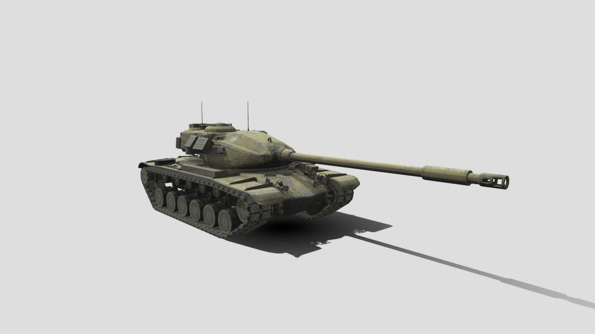 T54E2 - american heavy tank on VIII level in WoT Blitz

PRICE: 5,00$

You can buy this model on my Boosty page

There is problem with prewiew model, but in the files everithing OK :)

Please pay attention!
These are models by another author, namely Wargaming. I do not assign authorship to myself and take money only for the work I have done, namely to give you the opportunity to use them. Models and textures are imported from the game World of Tanks Blitz. If necessary, I will be ready to somehow conduct a dialogue about copyright, I repeat, I am not going to privatize someone else's work.
You can also ask for any model you wish, the price is negotiable.

BOOSTY LINK:
https://boosty.to/hleb_hlb - T54E2 - 3D model by Dmitry Hlebov (@hleb_hlb) 3d model