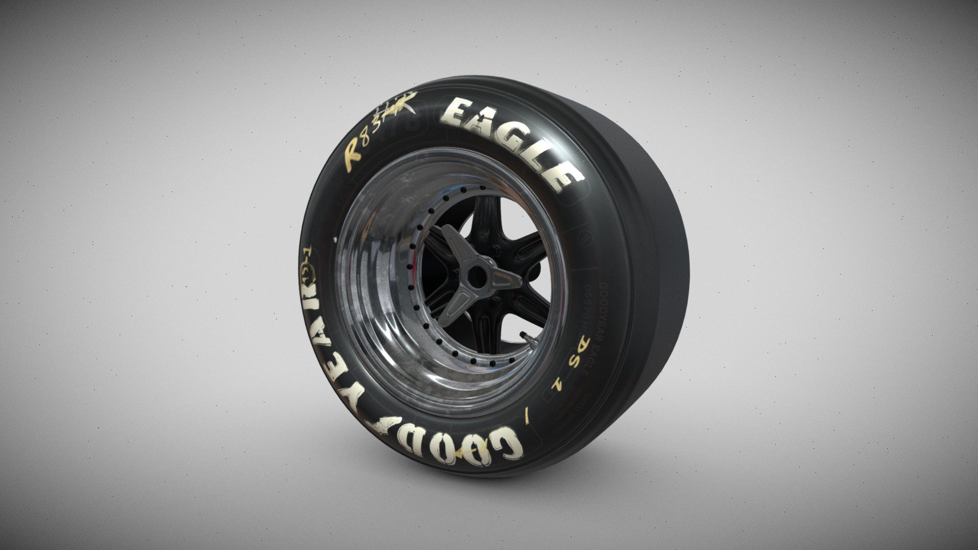 LOLA_MK3T70_ Racing Good Year Backwheels

Grand Prix Race Wheel as .fbx file
Made with Cinema 4D, testet in Marmoset Toolbag.
.FBX Backwheels - GoodYear
Front tire upon request 3d model