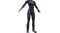 Female Futuristic Full Body Armour Space Uniform body, suit, armour, leather, full, girls, cyberpunk, uniform, womens, bodysuit, pbr, low, poly, sci-fi, futuristic, female, concept, black, space, spaceship
