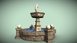 ancient fountain PBR low-poly 3D model ruin, ancient, exterior, monument, fountain, statue, science, chemistry, artistic, wallpaper, scientific, illustration, substancepainter, substance, 3d, pbr, low, poly, model, design