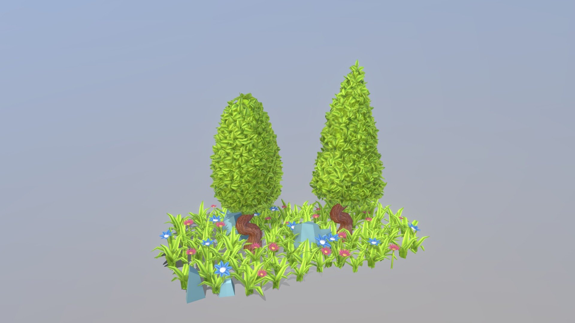 Cartoon trees - 3D model by Negrin 3d model