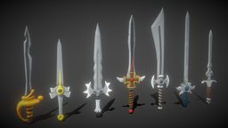 Free Stylized Low Poly Swords warcraft, warrior, medieval, hilt, daggers, melee, vr, ar, iron, swords, crossguard, one-handed, meleeweapon, medievalfantasyassets, weapon, low-poly, lowpoly, mobile, gameasset, wood, stylized, knight, blade, gameready, fantasywea