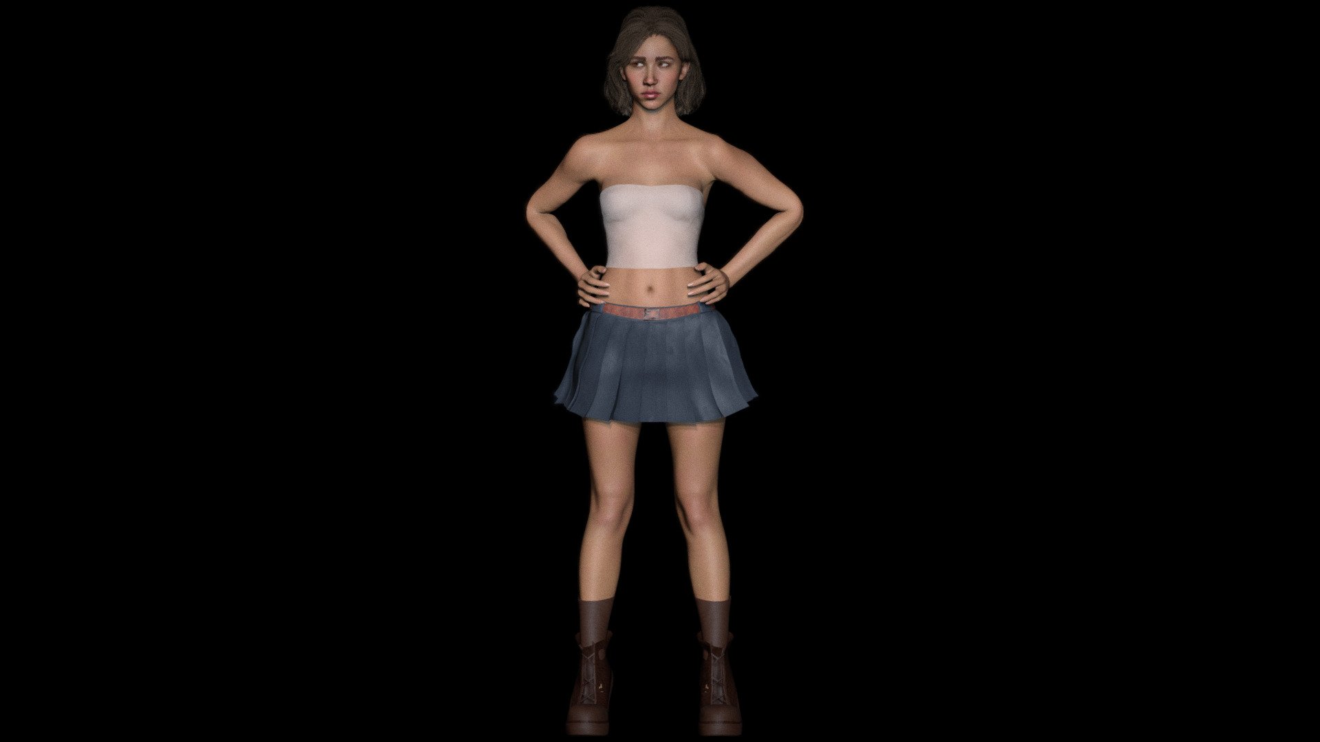 Girl in skirt - 3D model by Cg Stuff (@bokeh) 3d model