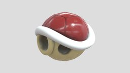 Mario Shell Red shell, kart, koop, substancepainter, substance, mario