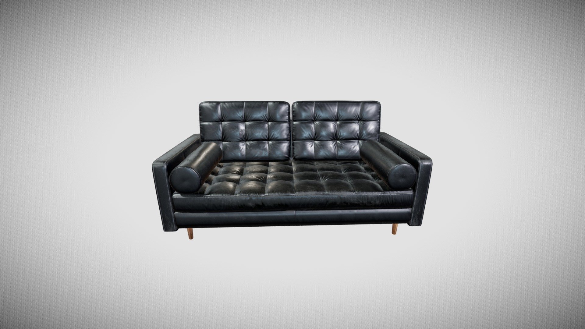 Classic leather sofa made as mid-poly model. Seating and back cushions made as high-to-mid poly bake. Painteda as worn-out in substance painter 3d model