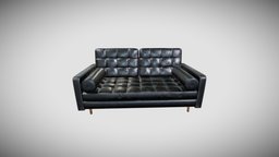 CLASSIC LEATHER SOFA sofa, leather, mid, classic, furniture, seating, midpoly, substance, blender, poly, wood, black