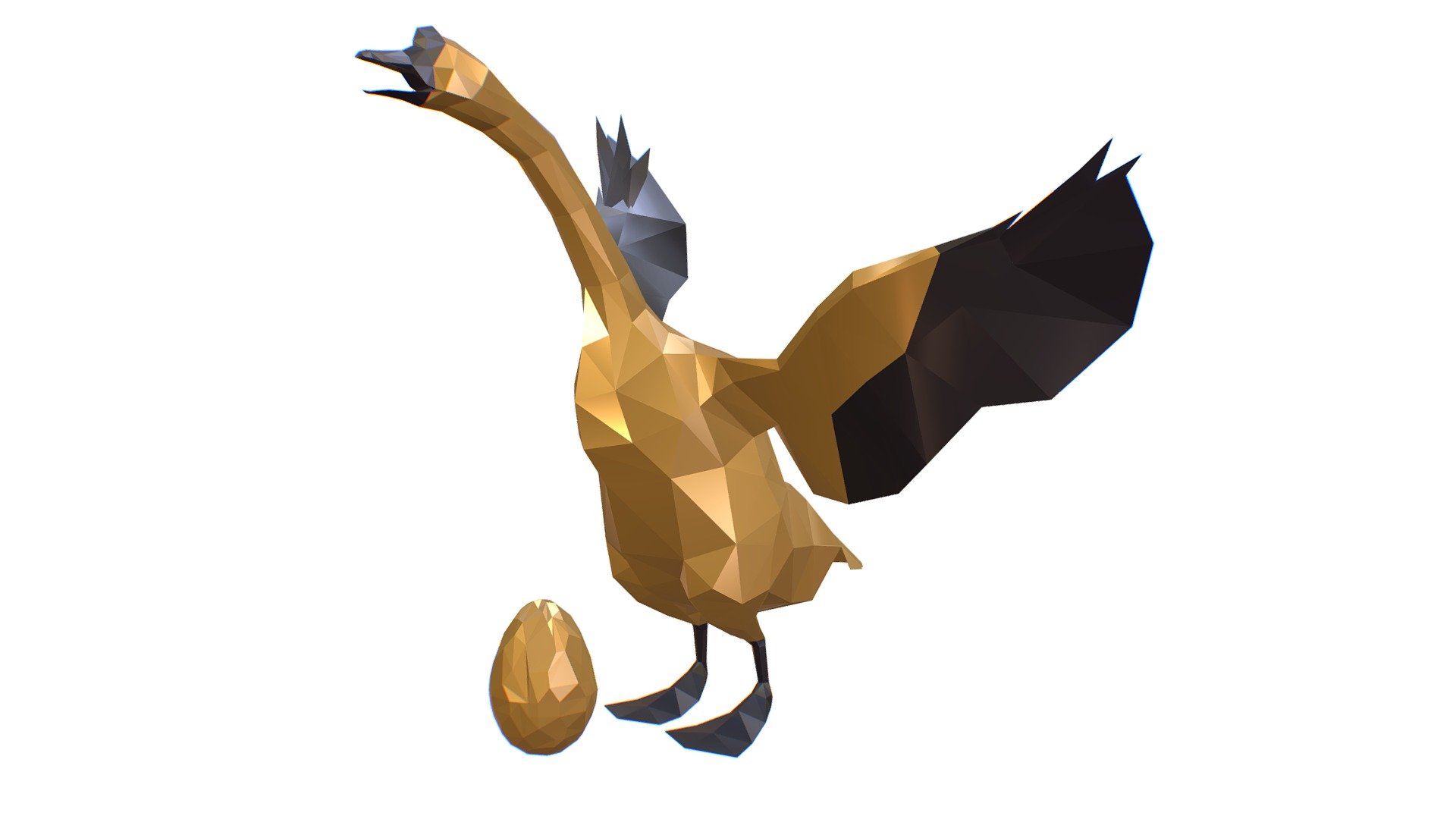Animated Golden Goose Egg Black Wings Lowpoly Art Style - only materials - no textures - Animated Golden Goose Egg Lowpoly Art Style - Buy Royalty Free 3D model by Oleg Shuldiakov (@olegshuldiakov) 3d model