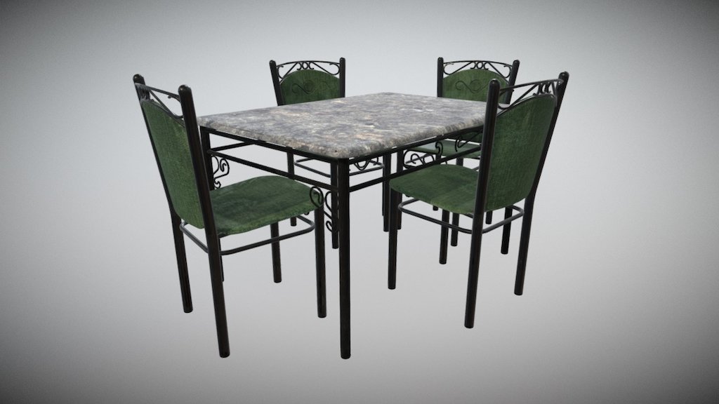 Classic metal simple table and chair - External Metal Table and Chairs - Download Free 3D model by Francesco Coldesina (@topfrank2013) 3d model