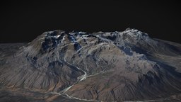 Iceland Black Mountains (World Machine) (3) terrain, winter, snow, ground, cliff, iceland, background, vista, stone, gameready, environment