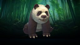 Stylized Panda bear, rpg, forest, cute, panda, teeth, china, mmo, rts, bamboo, fbx, moba, mammals, character, handpainted, lowpoly, creature, animation, stylized, fantasy