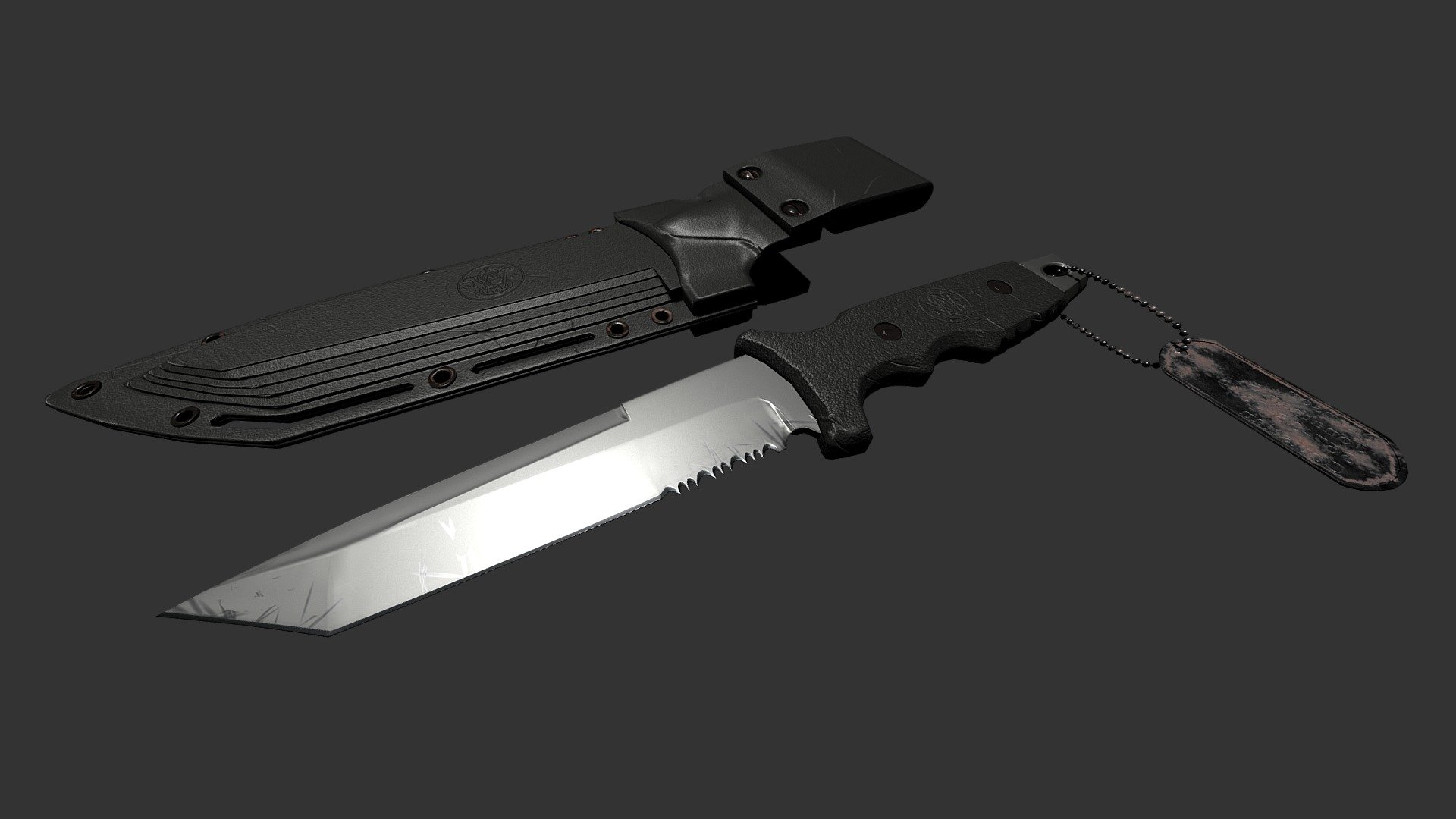 This is a production of a Smith and Wesson SW7 Tactical Knife made to be used as a game asset. Currently: Game Resolution model with full 4K textures applied 3d model