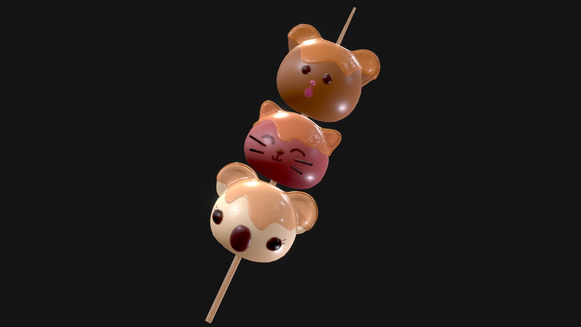 Cute japanese snack! I never tried it, but they always lookso cartoony and soft - Snack - Dango - 3D model by janeremi 3d model