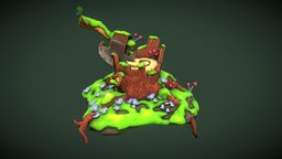 Lost axe painted, cartoon, lowpoly, axe, hand