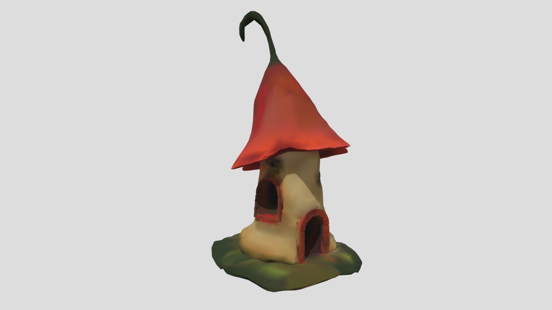 I followed 3dEx’s Stylized Tower House video https://www.youtube.com/watch?v=yU6JfJGafdw but decided to change it to be a bit more mushroomy and have a flower roof instead 3d model