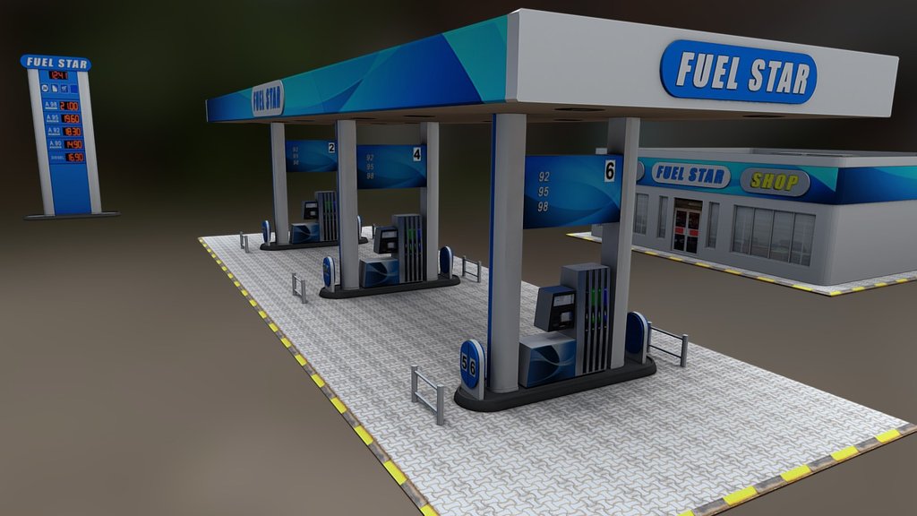 Low-Poly Fuel Station - Fuel Station - 3D model by Aglobex 3d model