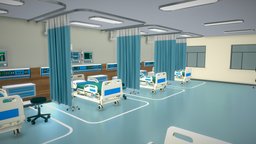 Hospital Wardroom office, bed, operation, clinic, lab, doctor, table, emergency, hospital, science, mask, surgery, medicine, health, healthcare, icu, operating, chair, medical