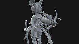 Samurai Cyber Girl (WIP) ninja, samurai, cyborg, furry, cybernetic, sword, fantasy, anime, engineering, robot