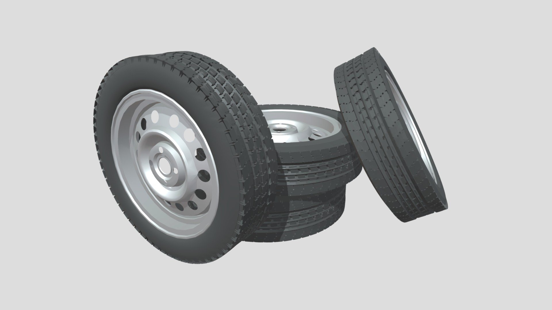 Four Wheels for car, for the Russian car industry, truck wheels or light car. 
Wheel stamps, for russians cars 3d model