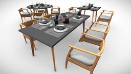 Table Chair Set Simple room, quad, food, modern, stool, cafe, armchair, circle, plate, restaurant, set, sitting, fashion, dinner, breakfast, apartment, cafeteria, dish, furniture, table, eat, terrace, dishes, round, kitchen, lunch, covered, napkin, catering, tableset, launge, low-poly, glass, game, 3d, lowpoly, chair, model, sketchfab, "interior", "download", "gameready"