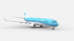 3d model boeing KLM 737 8K2 turbine, boeing, transport, aircraft, machine, commercial, klm, 737-800, airlines, 3d, model, plane