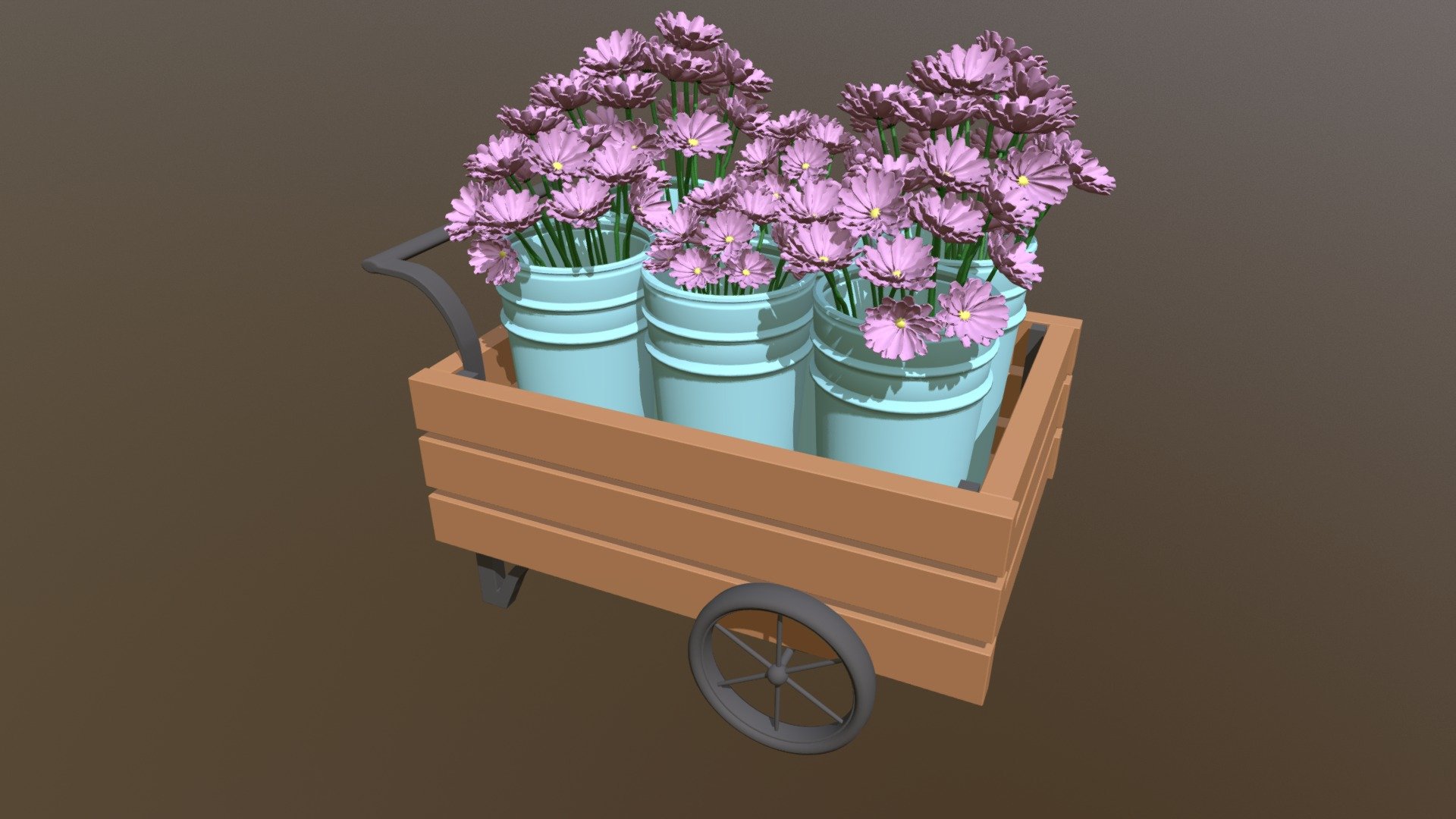 Daisy flower cart - Flower cart - 3D model by HannahKim (@JangMiMedia) 3d model