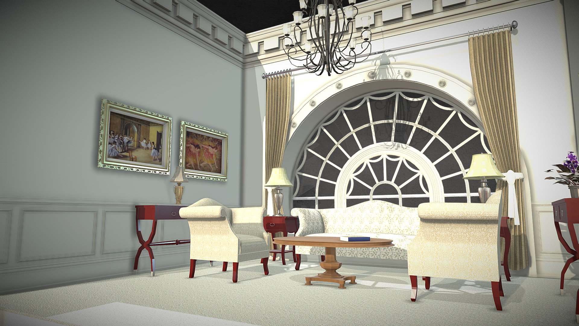 White House West Wing Sitting Room - West Wing Model - Buy Royalty Free 3D model by KPM Design Group (@kmyerskpm) 3d model
