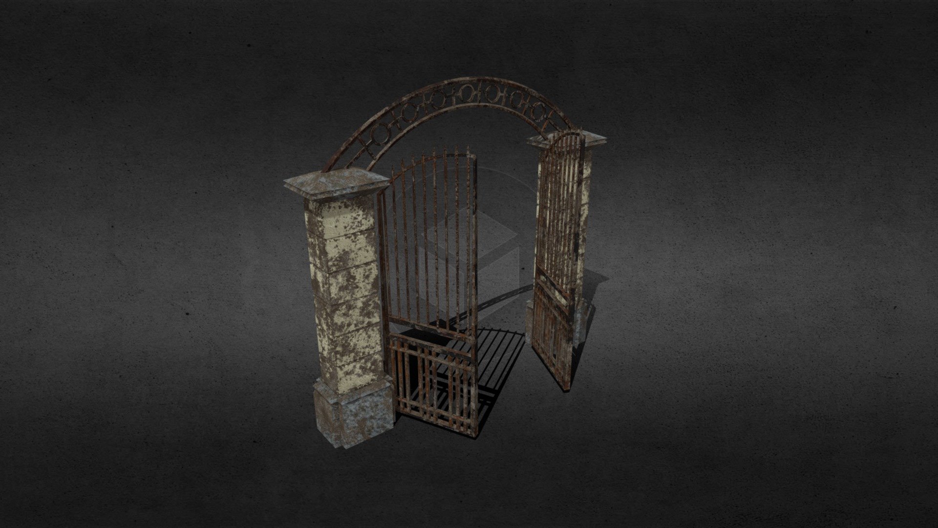 Old Asylum metal and stone made gate. It has an animation loopeable that shows the doors being opened and closing. The animation can be adjusted to the customers desire. Modeled and animated with 3Ds Max and textured with Substance Painter. If anyone is interested in purchasing this asset please contact me 3d model