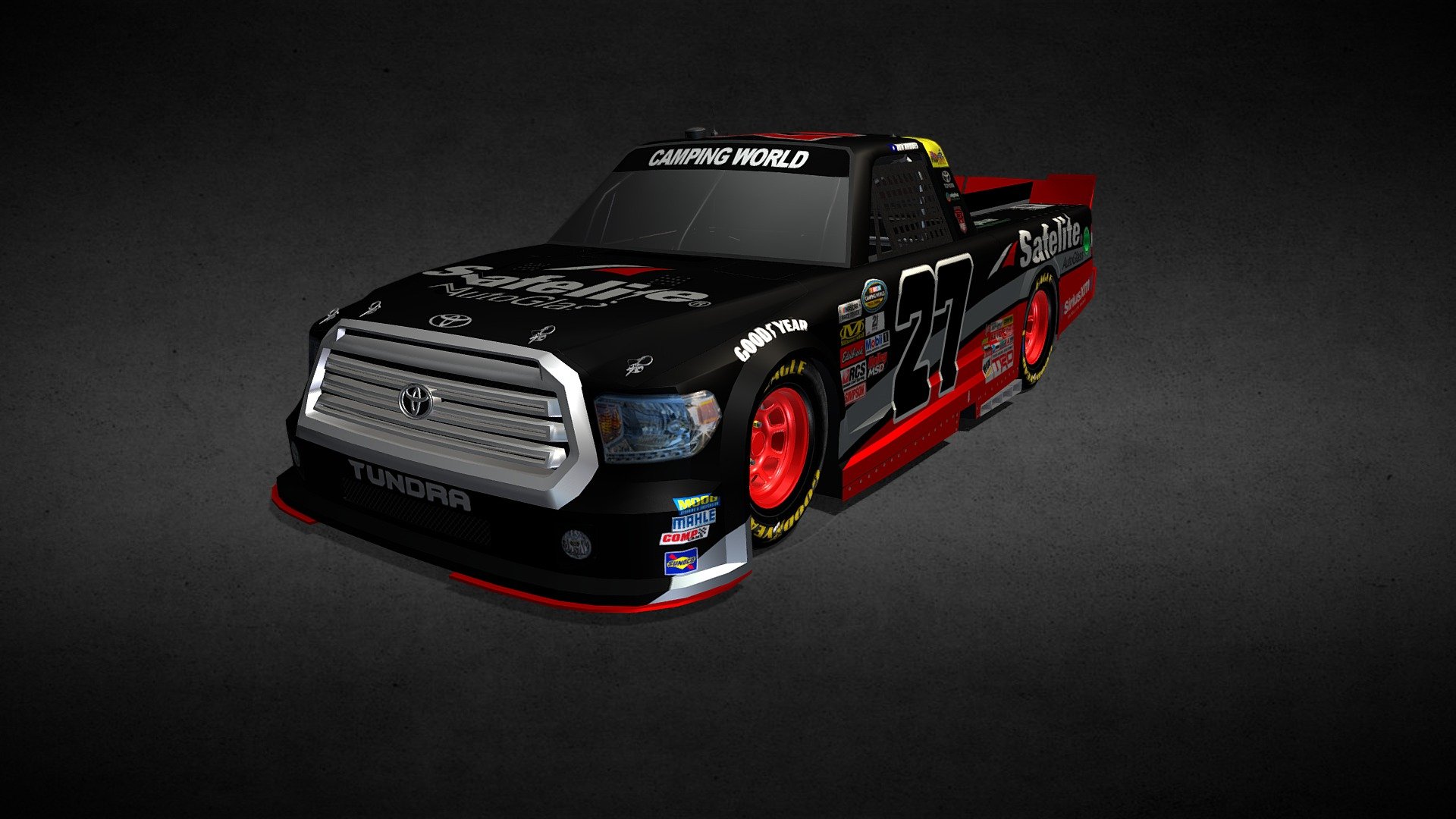 Low poly
Optimized for games
31767 Points
32266 Polys
other formats (.dae, .fbx, .obj, .3ds)
uvmap body/rims (.PSD)
2 skins (#27 Satelite, #13 Ride)
no interiors
 - Toyota Tundra - CampingWorldSeries - Buy Royalty Free 3D model by jdaniel_92 (@jdaniel_gz) 3d model