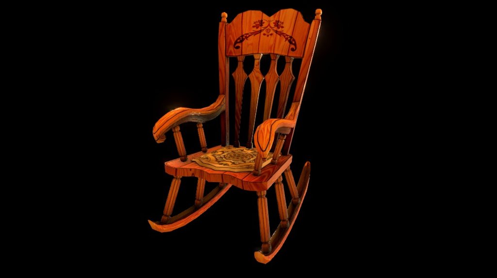 Low poly model made for game with hardware limitations [crappy pc's].  - Rocking Chair - 3D model by Lin Mang Liu (@linliu) 3d model
