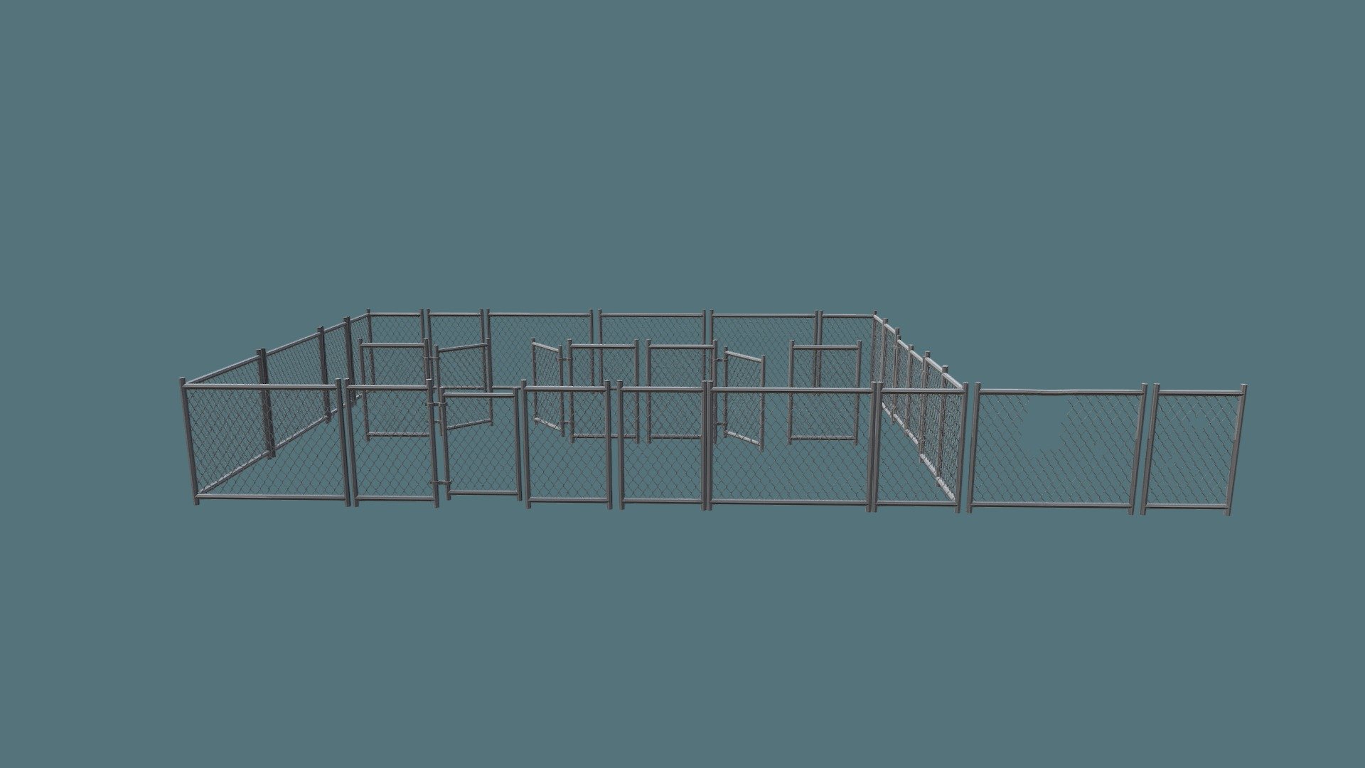 A variation of chainlink fences for setdressing. That includes gates, corners, and broken fences 3d model